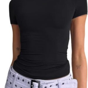 Slim Fit Short Sleeve Crew Neck Crop Top