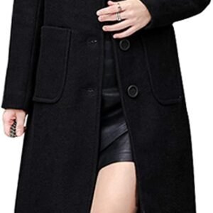 Big Notch Lapel Single-Breasted Mid-Long Wool Coat