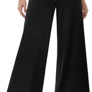 Wide Leg Palazzo Pants for Women - High Waist Casual Beach Lounge Pants Loose Flowy Pants Stretchy Trousers