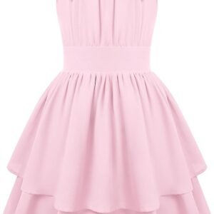 Girls Summer Spaghetti Strap Dress Teen Easter Formal Dance Cami Sundress Smocked Back Dresses 7-14 Years