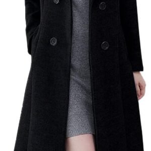 Shawl Collar Below-Knee Slim Double-Breasted Wool Coat