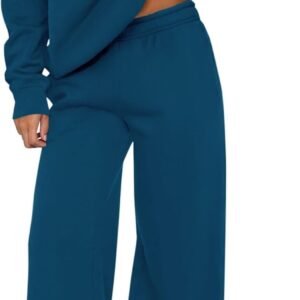 Womens Sweatsuits 2 Piece Set 2026 Casual Winter Long Sleeve Hoodie Loose Wide Leg Sweatpants Fall Tracksuit