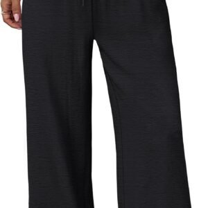 Wide Leg Pants for Women Flowy Palazzo Drawstring Elastic Waist Trousers with Pockets Summer Beach Vacation Clothes