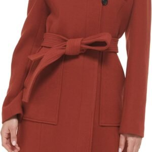 Belted Wool Coat with Cuff Details