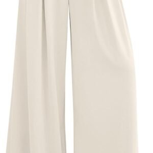 Womens Wide Leg Trousers 2026 Elastic High Waisted Dress Pants Pleated Slacks Flowy Business Work Palazzo Pants