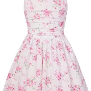 Girls Floral Summer Dress Spring Holiday Beach Party Sundress Halter Neck Tie Backless Dresses 7-16 Years