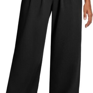Wide Leg Stretchy Work Pants Women Pull on Dress Pants High Waisted Business Casual Trousers Slacks for Women