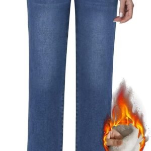 Straight Leg Fleece Lined High Waist Winter Jeans
