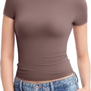 Crew Neck Short Sleeve Double Lined Slim Fit Tee