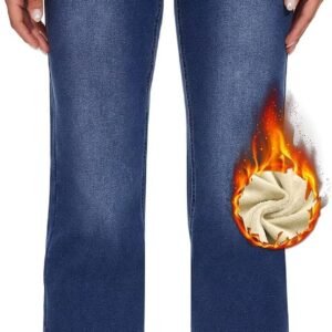 High Waist Wide Leg Baggy Fleece Lined Jeans