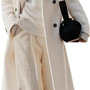 Long Double-Breasted Wool Trench Peacoat