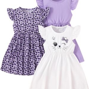 Girls Dresses Toddler Girls Dress 3-Pack Casual Party Print Skater A-line Dress Sundress