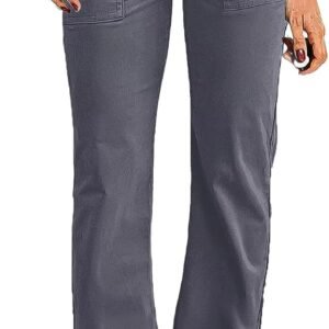 Women's Wide Leg Pants for Women Mid Waist Dress Flare Straight Leg Corduroy Pants Work 31" Inseam Trouser