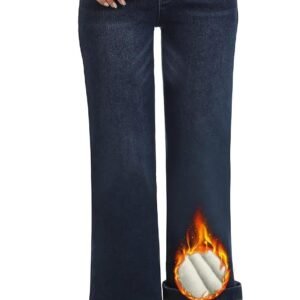 Fleece Lined High Waisted Bell Bottom Jeans