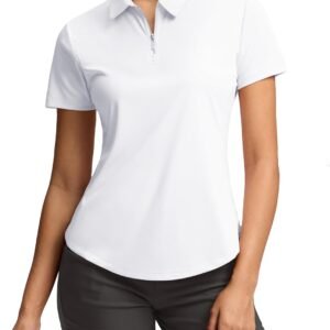 Metal Zip Up Short Sleeve Golf Polo