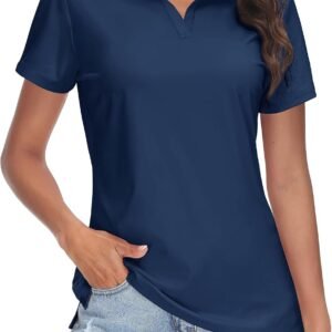 V-Neck UPF 50+ Short Sleeve Quick Dry Golf Polo