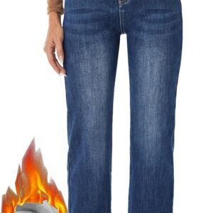 Fleece Lined Straight Leg Thermal Winter Jeans