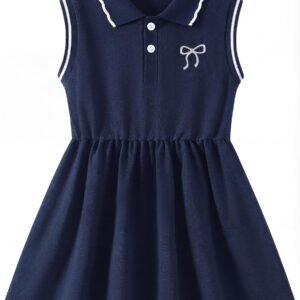 Girls Summer Dress Little Girl Clothes Sporty Polo Dresses Toddler Kids Causal Sleeveless Outfits 4-12Y
