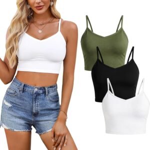 Women's Trendy Tight Crop Tank Top– Sleeveless Workout Cami, Basic Stretchy Top