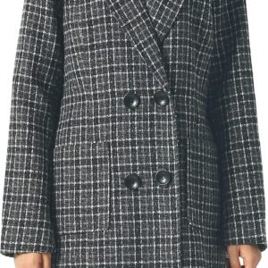 Notched Collar Double-Breasted Wool Blend Overcoat