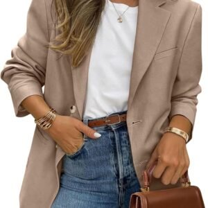 Womens Casual Blazer Jacket Business Long Sleeve Suit Outfit with Pockets