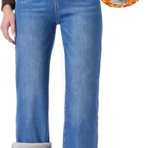 Pull On Wide Leg Baggy Fleece Lined Jeans