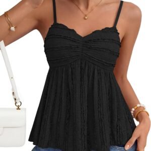 Womens Summer Spaghetti Strap Tank Tops 2026 Trendy Going Out Sleeveless V Neck Flowy Y2K Cami Top Fashion Outfits