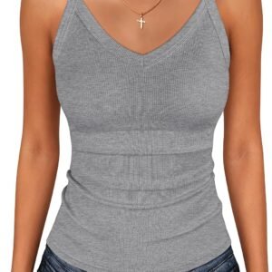 V Neck Tank Tops for Women Ribbed Knit Camisole 2026 Summer Casual Sleeveless Slim Fitted Basic Cami Shirts Clothes